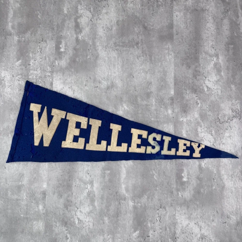 Vintage Wellesley College Felt Pennant Wright & Ditson Sounvenir Flag 1920s